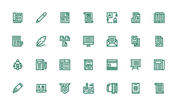 Text Icon Set with 28 Bold Line Graphics Simplified Icon Pack for Visual Tools vector