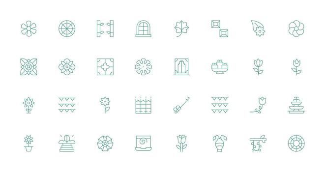 Ornamental featuring 32 Icons in Thin Line Design Quick Access Icons for UI Development vector