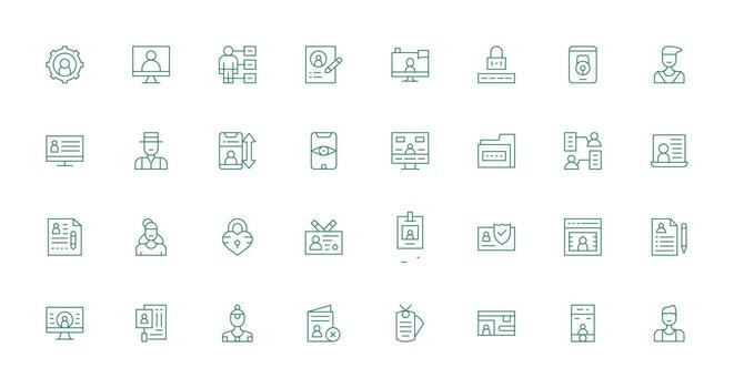 32 Thin Line Designs for Personal Data Icons Complete Icon Bundle for Web Design vector