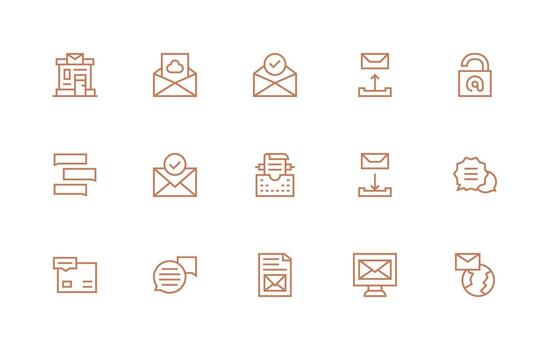 15 regular línea estilo íconos desde bandeja de entrada colección glifo icono serie vector