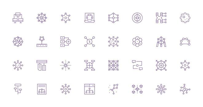 32 íconos para nodos en Delgado línea formato completar icono conjunto para móvil aplicaciones vector