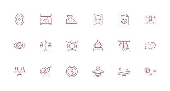 Balance Visual Pack containing 18 Minimal Line Icons UI-Ready Icon Collection vector