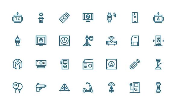 28 Bold Line Icons for Gadget Graphics High-Resolution Icons for Any Platform vector