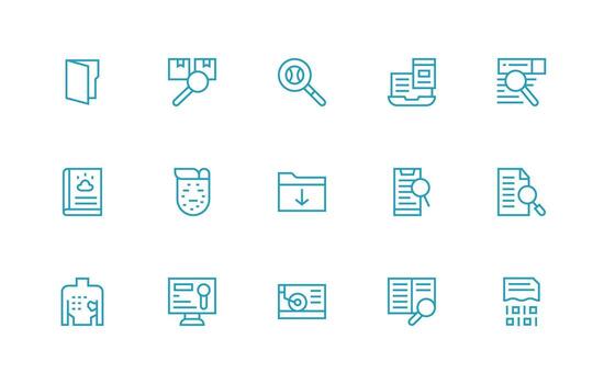 Retrieve Icon Set with 15 Regular Line Graphics Neatly Designed Icons for Web Platforms vector