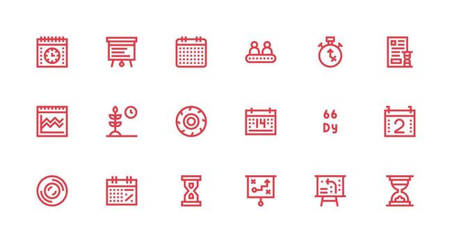 18 Strong Stroke Line Icons for Timeline Graphics UI-Ready Icon Collection vector