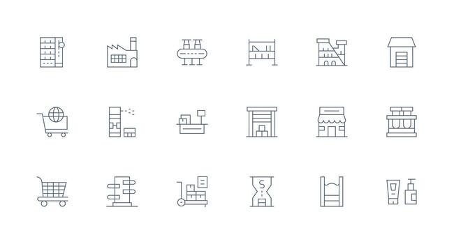 18 Icons for Products in Minimal Line Format Line Icon Collection vector
