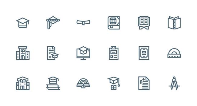 Strong Stroke Line Icons from Academic Set with 18 Vectors Full Icon Library for UI Designers