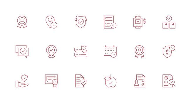 Validated Visual Pack containing 18 Minimal Line Icons Scalable Icons for All Themes vector