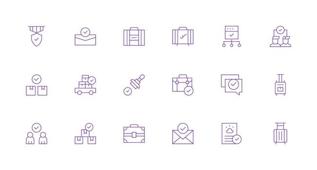 18 Icons for Checked in Minimal Line Format High-Quality Icon Pack vector