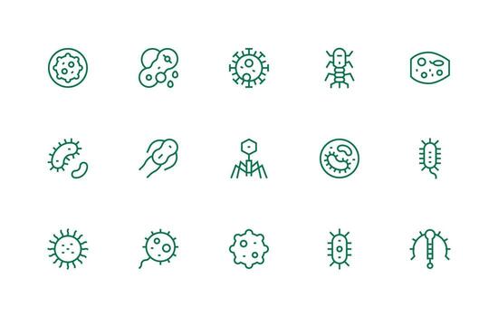 Microbe Icon Collection with 15 Regular Line Designs Multi-Style Icon Collection vector