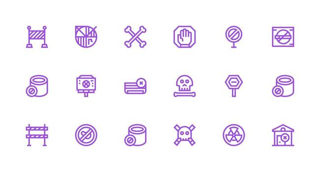 Strong Stroke Line Style Do Not Enter Icons with 18 Vectors Fully Editable Icon Set for Web