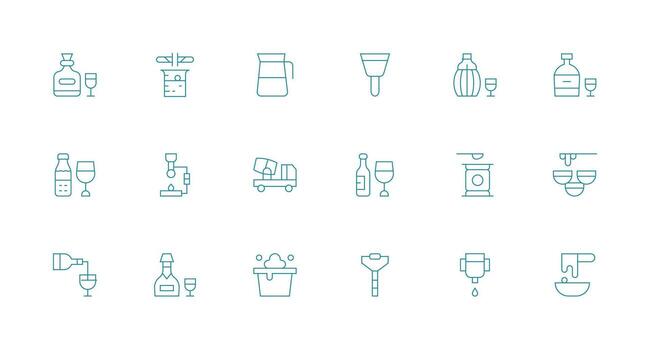 18 íconos para torrencial en mínimo línea formato funcional icono serie vector