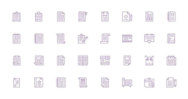 Memo featuring 32 Icons in Thin Line Design Detailed Icon Collection for Design Systems vector