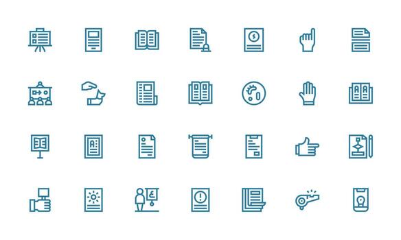 Instruction Visual Pack containing 28 Bold Line Icons Sharp Icons for Presentations vector