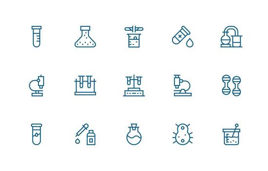 15 Lab Equipment Icons in Regular Line Aesthetic UI and UX Focused Icon Collection vector