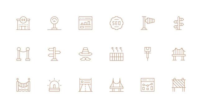 18 Minimal Line Vectors for Traffic Theme Complete Icon Set for Mobile Apps