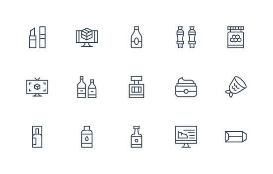 Product Design Icon Set with 15 Regular Line Graphics Interface Icon Collection vector