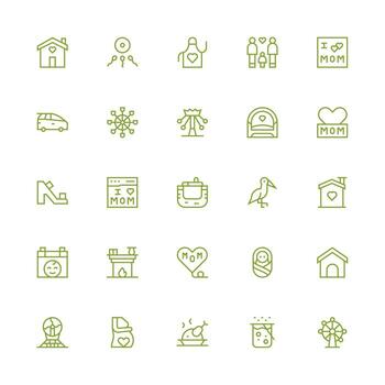 Medium Stroke Outline Style Family Icons with 25 Vectors Interface Icon Collection for Daily Projects