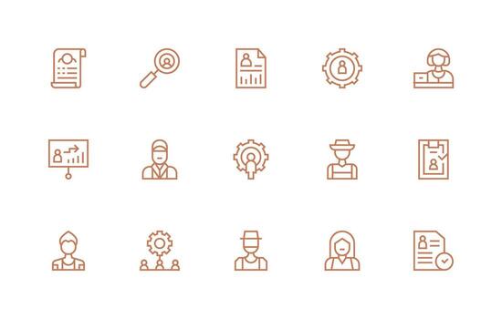 Human Resources Set with 15 Regular Line Icons Essential Icons for Rapid UI Building vector
