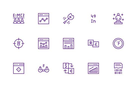 15 conversión íconos en regular línea estético limpiar icono conjunto icono paquete para ui proyectos vector