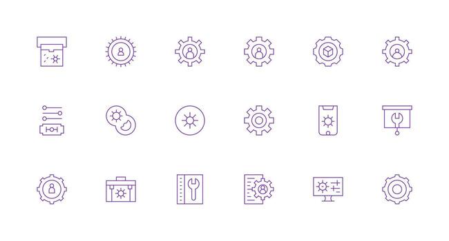 personalización icono conjunto con 18 mínimo línea gráficos íconos construido para visual consistencia paquete vector