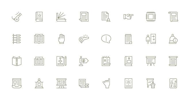 32 Delgado línea estilo íconos desde instrucción colección de uso múltiple icono diseño paquete vector