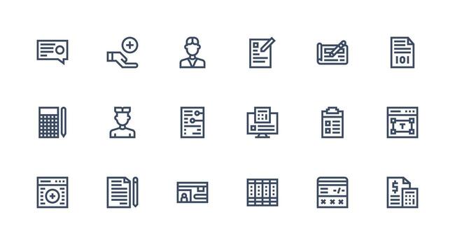 18 Icons for Data Entry in Strong Stroke Line Format UI Icon Set vector