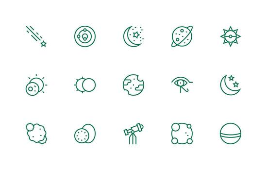 15 Regular Line Icons for Celestial Graphics Compact Icon Set vector