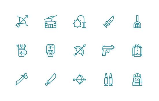 Tactical Icon Set with 15 Regular Line Graphics Scalable Icon Pack vector