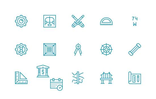 Regular Line Icons from Engineering Set with 15 Vectors Modern Line and Glyph Icon Series