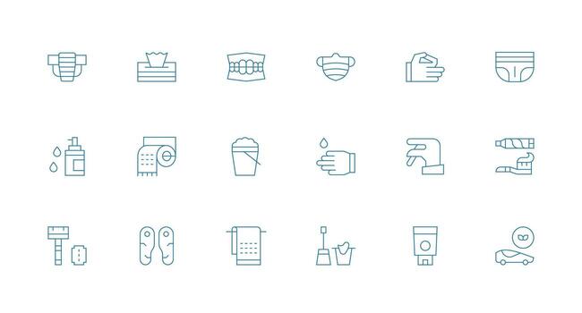 Hygiene Set with 18 Minimal Line Icons Scalable Icons for All Themes vector