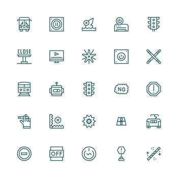 Medium Stroke Outline Style Stop Icons with 25 Vectors Functional Icon Series