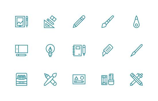 15 regular línea vectores para dibujar tema lleno icono biblioteca para ui diseñadores
