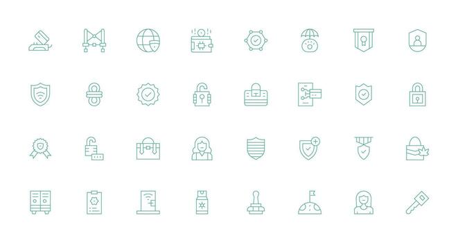 32 Icons for Secure in Thin Line Format Neatly Designed Icons for Web Platforms vector