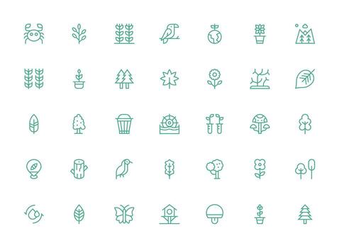 35 Icons for Ecology in Regular Clean Line Format Interface Icons for Daily Use vector