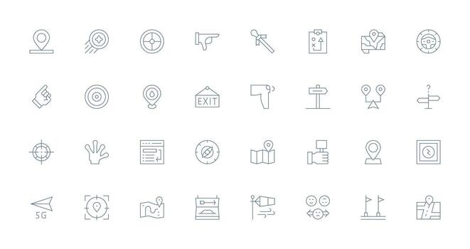 32 Icons for Direction in Thin Line Format Neat Icon Set vector