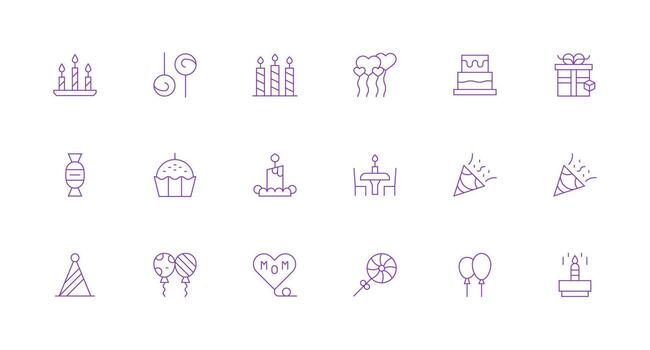 Minimal Line Icons from Birthday Set with 18 Vectors Multi-Purpose Icon Set