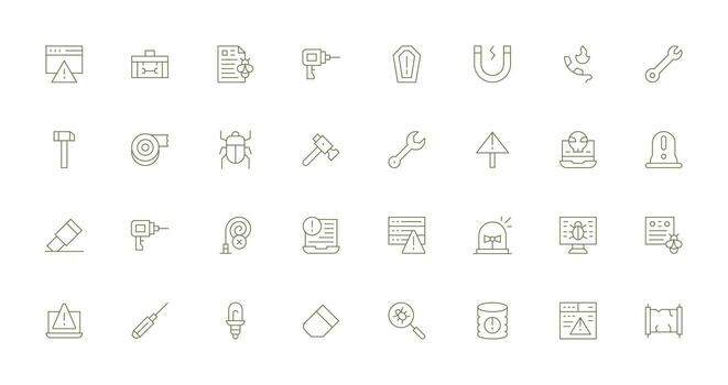 reparar icono colección con 32 Delgado línea diseños íconos construido para visual consistencia paquete vector