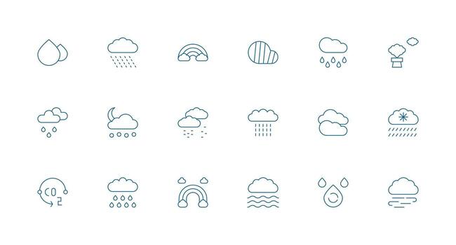 mínimo línea íconos desde atmósfera conjunto con 18 vectores editable icono colección