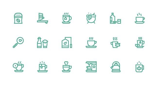 18 Strong Stroke Line Style Icons from Brew Collection Web and App Icon Pack Collection vector