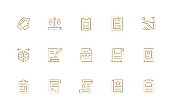 Regular Line Icons from Contract Set with 15 Vectors Flexible Icon System for Web Interfaces