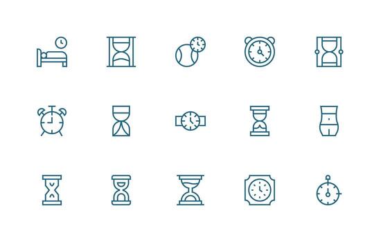 15 Regular Line Icons for Hourglass Graphics Minimal Icon Set for Interface Projects vector