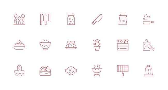 mínimo línea estilo vegetales íconos con 18 vectores reutilizable icono conjunto