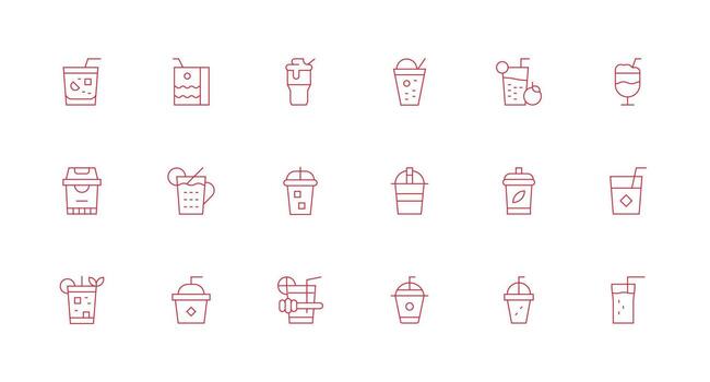 Iced Tea Design Icons featuring 18 in Minimal Line Style Flexible Icon System for Web Interfaces vector