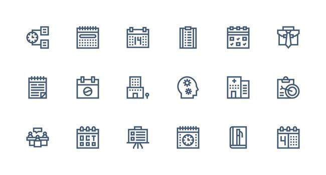 18 Strong Stroke Line Icons for Planning Graphics Interface Icon Collection vector
