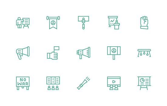 demostración conjunto con 15 regular línea íconos mínimo icono conjunto para interfaz proyectos vector