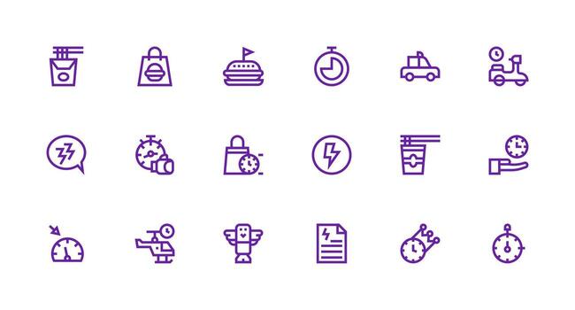 fuerte carrera línea estilo rápido íconos con 18 vectores reutilizable icono conjunto