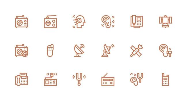 Strong Stroke Line Icons from Receiver Set with 18 Vectors Neatly Designed Icons for Web Platforms