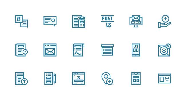 Submit Icon Set with 18 Strong Stroke Line Graphics Modern Line and Glyph Icon Series vector