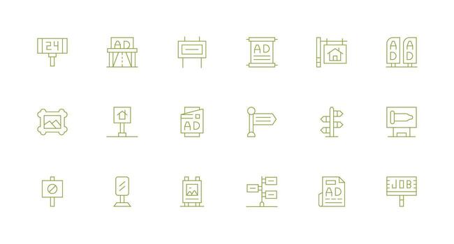 18 Minimal Line Designs for Billboard Icons UI and UX Focused Icon Collection vector